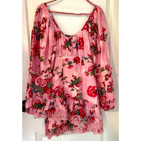 LoveShackFancy Ambrosia Silk Cotton Floral Pink Mini Dress NWT New 0 - Picture 11 of 12